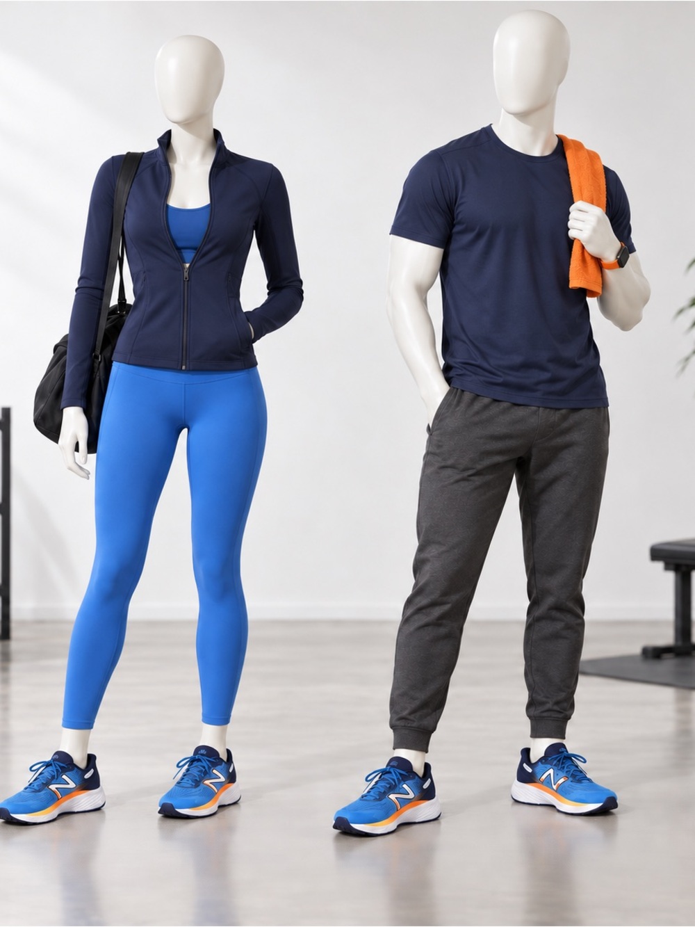 New Balance Women’s Navy and Blue Sneakers with Orange Accents